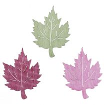 Strooidecoratie hout herfstbladeren tafeldecoratie gekleurd 3x4cm 72st