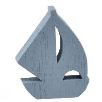 Artikel Strooidecoratie houten zeilbootdecoratie blauw wit 2cm–6cm 24 st