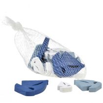 Artikel Strooidecoratie houten zeilbootdecoratie blauw wit 2cm–6cm 24 st