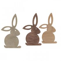 Strooidecoratie houten paashaas bruin tinten 4cm 72 stuks