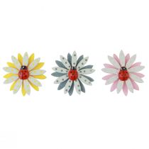 Artikel Strooidecoratie lieveheersbeestje bloem hout vilt kleur Ø4cm 48st