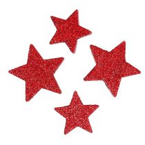 Artikel Strooidecoratie sterren rood, mica 4-5cm 40 st