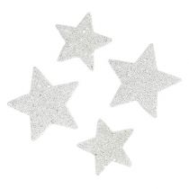 Artikel Strooidecoratie sterren wit met mica 4-5cm 40 st