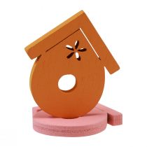Artikel Strooidecoratie vogelhuisje houten tafeldecoratie gekleurd 2,5–3,5cm 48 stuks