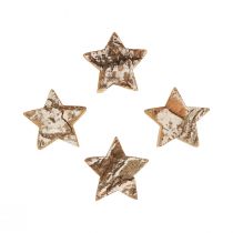 Artikel Strooidecoratie Kerst houten sterren schors gewit Ø5cm 12st