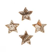 Artikel Strooidecoratie Kerst houten sterren schors gewit Ø5cm 12 st