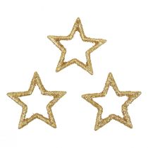 Artikel Strooidecoratie kerststerren gouden glitter Ø4cm 120 st