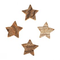 Strooidecoratie kerststerren houten sterren met schors Ø5cm 12st