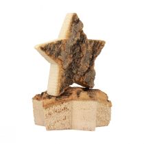 Strooidecoratie kerststerren houten sterren met schors Ø5cm 12st