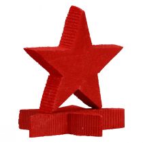 Artikel Strooidecoratie kerststerren rode houten sterren Ø5,5cm 12st