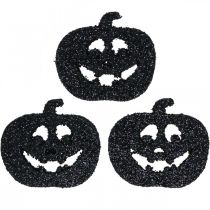Scatter decoratie Halloween pompoen decoratie 4cm zwart, glitter 72st