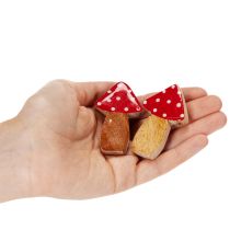 Artikel Houten paddenstoeldecoraties voor tafeldecoratie en cadeaus, 6 cm, 8 stuks