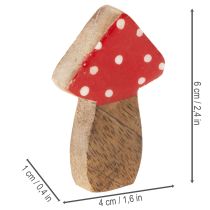 Artikel Houten paddenstoeldecoraties voor tafeldecoratie en cadeaus, 6 cm, 8 stuks