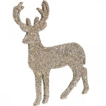 Strooidecoratie Kerstdecoratie herten goud glitter 6×8cm 24st