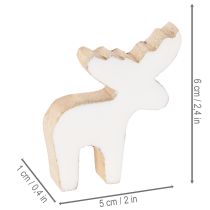 Artikel Houten decoratieve elandfiguur, staand, kerstdecoratie, 6 cm, 8 stuks