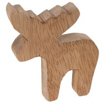 Artikel Houten decoratieve elandfiguur, staand, kerstdecoratie, 6 cm, 8 stuks