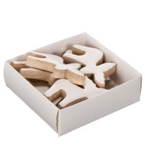 Artikel Houten decoratieve elandfiguur, staand, kerstdecoratie, 6 cm, 8 stuks