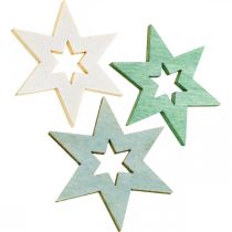 Artikel Houten Sterren Decoratie Strooidecoratie Kerst Groen H4cm 72 st
