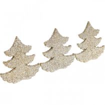Artikel Strooidecoratie Kerstspar goud glitter 4cm 72st