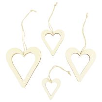 Houten harten decoratieve hanger houten decoratieve hart naturel 6/8/10/12cm 16st
