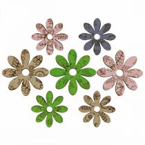 Artikel Houten bloemen strooidecoratie bloemen groen/roze/blauw/naturel Ø3,5–5cm 72 st