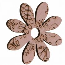 Artikel Houten bloemen strooidecoratie bloemen groen/roze/blauw/naturel Ø3,5–5cm 72 st