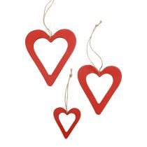 Artikel Houten harten decoratieve hanger houtdecoratie rood 6/8/10/12cm 16 st