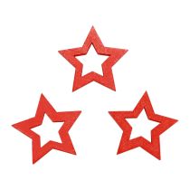 Artikel Strooidecoratie Kerstdecoratie sterren rode houten sterren Ø4cm 54 st