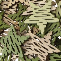 Artikel Strooistukjes sterren natuur groen kersthout Ø4cm 72 st