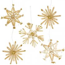 Straw Stars Glitter Goud Set Kerstdecoraties Ø6cm 24st