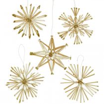 Straw Stars Glitter Goud Set Kerstdecoraties Ø8cm 24st