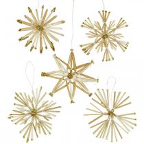 Artikel Straw Stars Glitter Goud Set Kerstdecoraties Ø8cm 24st