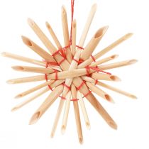 Artikel Strosterren kerstboomversiering stro naturel rood Ø4-6cm 17 st