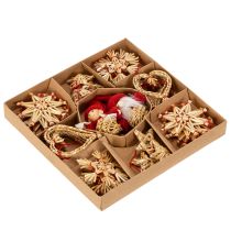 Artikel Set van rietjesversieringen voor de kerstboom, figuurtjes en sterren van 6 cm, 30 stuks.