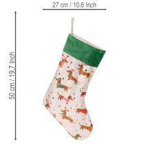 Artikel Kerstsok met teckelmotief, 50 cm