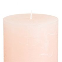 Artikel Roze pilaarkaarsen, lichtroze, effen, 70x100mm, set van 4, paaskaars, huwelijksdecoratie