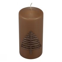 Artikel Kerstkaars, bruin, kerstboom, 150x70mm, Advent