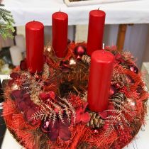 Artikel Stoerkaarsen rood Adventskaarsen oud rood 200/50mm 24st