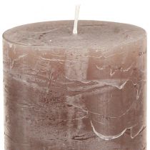 Artikel Decoratieve pilaarkaarsen, 3-kleurenmix van bruintinten, effen kleur, 70x120mm, set van 12 voor sfeer en thuis