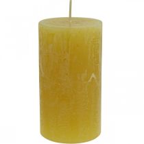 Zuilkaarsen Rustiek gekleurde kaarsen geel 60/110mm 4st