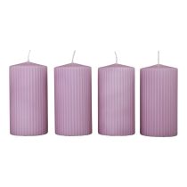 Artikel Stompkaarsen lila groefkaarsen decoratie 70/130mm 4st