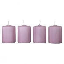 Artikel Stompkaarsen lila groefkaarsen decoratie 70/90mm 4 st