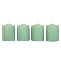 Artikel Stompkaarsen groene smaragd gegroefde kaarsen 70/90mm 4 st