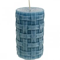 Zuilkaarsen blauw, waskaarsen Rustic, kaarsen met gevlochten patroon 110/65 2st