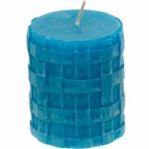 Pijlerkaarsen Rustiek 80/65 turquoise kaarsdecoratiekaars 2st