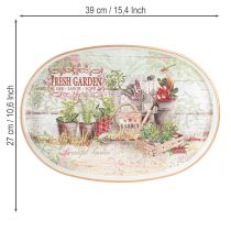 Artikel Ovaal dienblad met handvat Fresh Garden Vintage 39x27x3,5cm