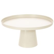 Artikel Decoratief rond beige bord met een voet van 40 cm hoog.