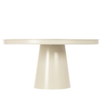Artikel Decoratief rond beige bord met een voet van 40 cm hoog.
