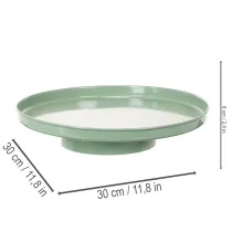 Artikel Ronde groene decoratieve schaal op een standaard voor tafeldecoratie, 30 cm
