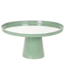 Artikel Groene ronde metalen siertafel, 40 cm diameter, met hoge rand.